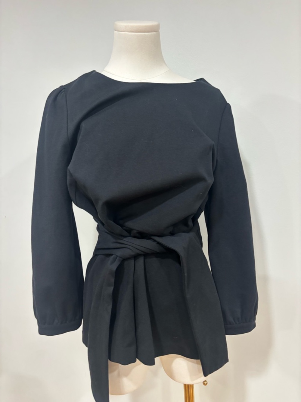 Boden Black Long-Sleeve Tie-Waist Dress